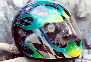 Green Flames Helmet Image